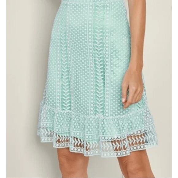 Venus Mint Green Lace Overlay Razorback Casual Summer Short Mini Dress 10 - Picture 3 of 12